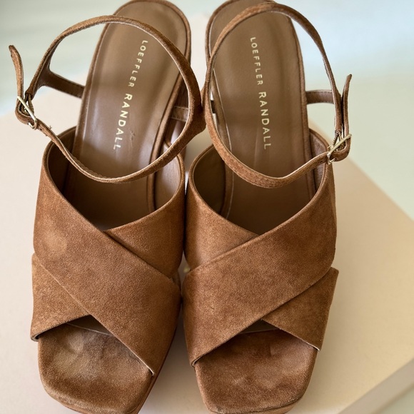 Loeffler Randall Platform suede sandals - Style is Gina color is cacao size 8B - Picture 3 of 13